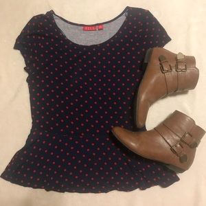 Navy and Red Polka Dot Top
